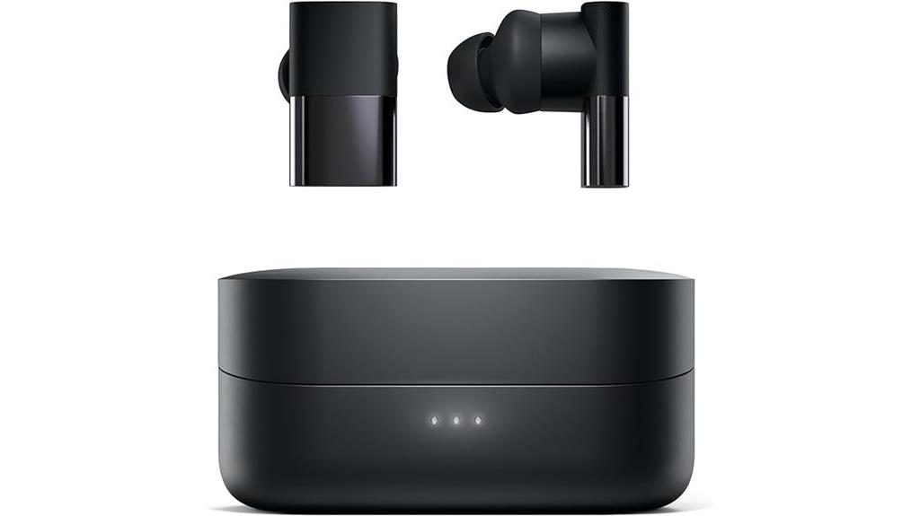 wireless black earbuds with active noise cancellation